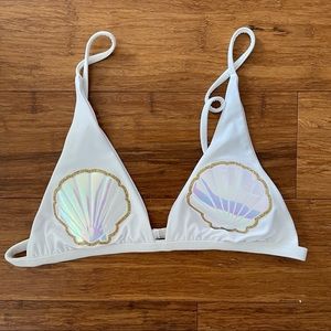 Beach Riot Marina Seashell Bikini Top White Medium